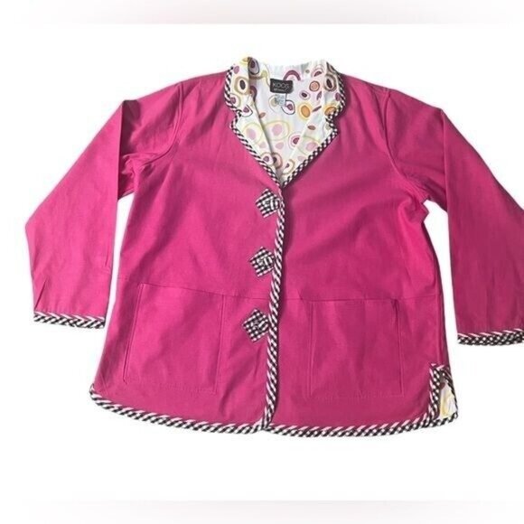 Koos Of Course Reversible Pink Print Jacket Blazer Plus Size 1X EUC - Picture 3 of 4